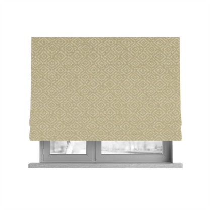 Sahara Geometric Pattern Chenille Material In Cream Beige Upholstery Fabric CTR-1214 - Roman Blinds