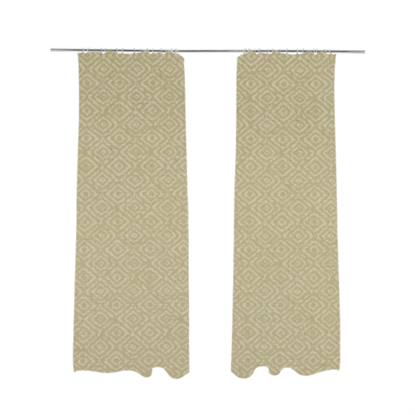 Sahara Geometric Pattern Chenille Material In Cream Beige Upholstery Fabric CTR-1214 - Made To Measure Curtains