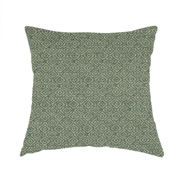 Sahara Geometric Pattern Chenille Material In Teal Blue Upholstery Fabric CTR-1215 - Handmade Cushions