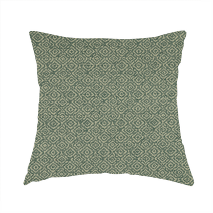 Sahara Geometric Pattern Chenille Material In Teal Blue Upholstery Fabric CTR-1215 - Handmade Cushions