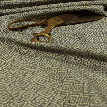 Sahara Geometric Pattern Chenille Material In Grey Upholstery Fabric CTR-1216 - Made To Measure Curtains