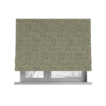 Sahara Geometric Pattern Chenille Material In Grey Upholstery Fabric CTR-1216 - Roman Blinds