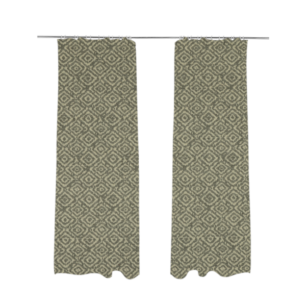 Sahara Geometric Pattern Chenille Material In Grey Upholstery Fabric CTR-1216 - Made To Measure Curtains