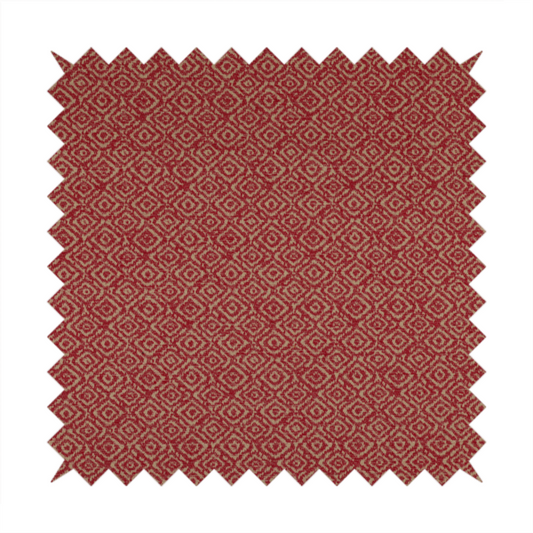 Sahara Geometric Pattern Chenille Material In Red Upholstery Fabric CTR-1217