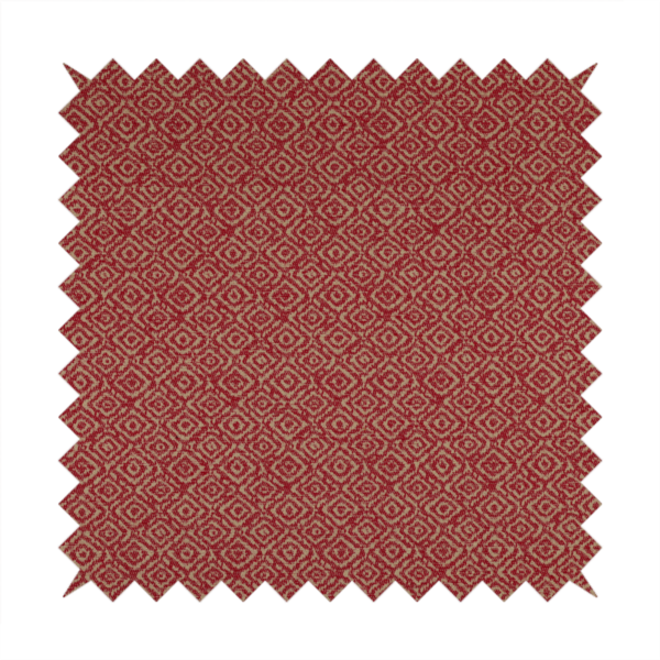 Sahara Geometric Pattern Chenille Material In Red Upholstery Fabric CTR-1217 - Made To Measure Curtains