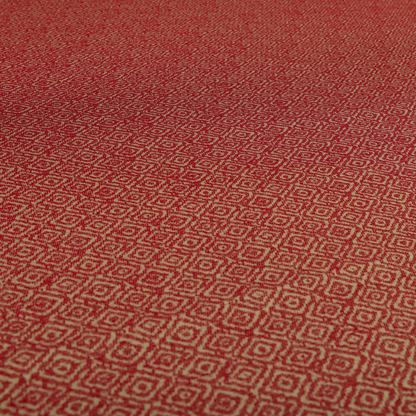 Sahara Geometric Pattern Chenille Material In Red Upholstery Fabric CTR-1217 - Roman Blinds
