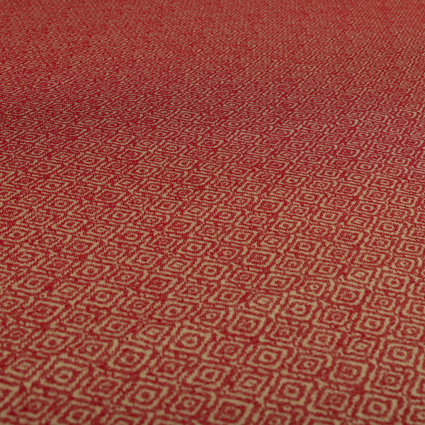 Sahara Geometric Pattern Chenille Material In Red Upholstery Fabric CTR-1217 - Made To Measure Curtains