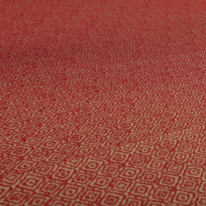 Sahara Geometric Pattern Chenille Material In Red Upholstery Fabric CTR-1217 - Made To Measure Curtains