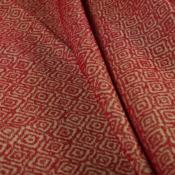 Sahara Geometric Pattern Chenille Material In Red Upholstery Fabric CTR-1217 - Roman Blinds