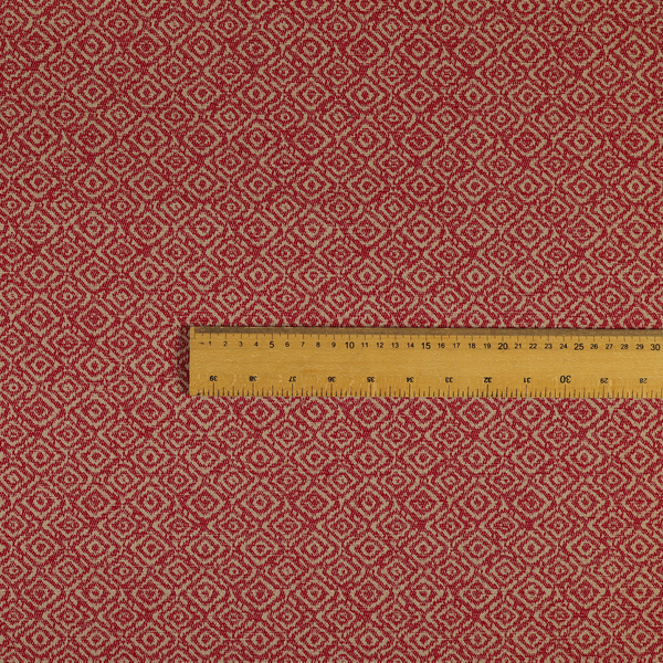 Sahara Geometric Pattern Chenille Material In Red Upholstery Fabric CTR-1217 - Roman Blinds