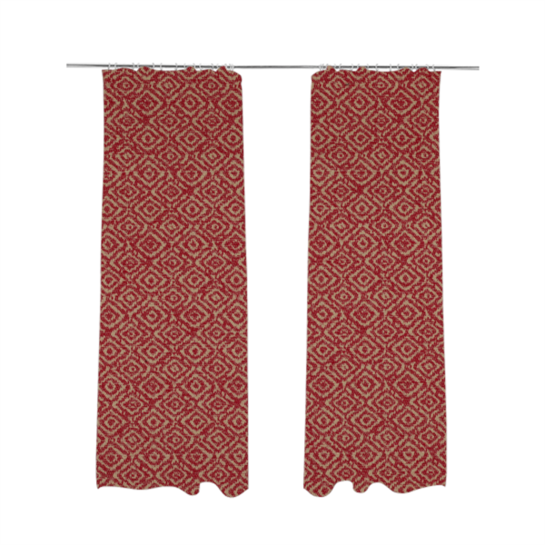 Sahara Geometric Pattern Chenille Material In Red Upholstery Fabric CTR-1217 - Made To Measure Curtains