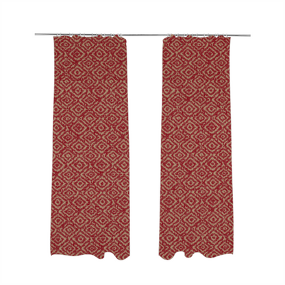 Sahara Geometric Pattern Chenille Material In Red Upholstery Fabric CTR-1217 - Made To Measure Curtains