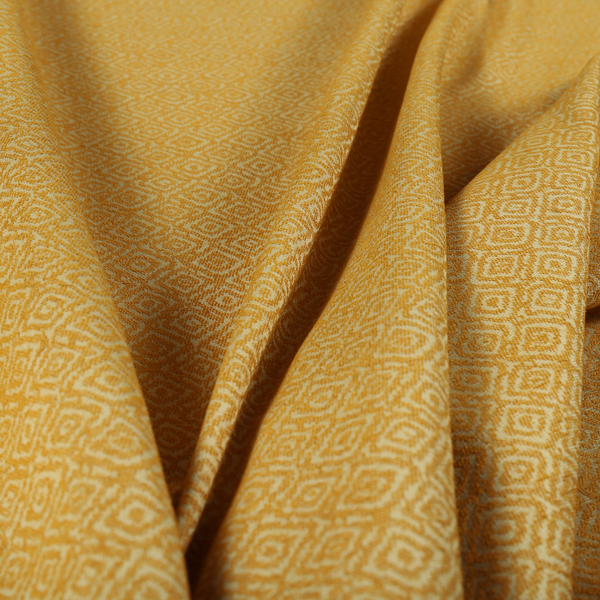 Sahara Geometric Pattern Chenille Material In Yellow Upholstery Fabric CTR-1218 - Roman Blinds