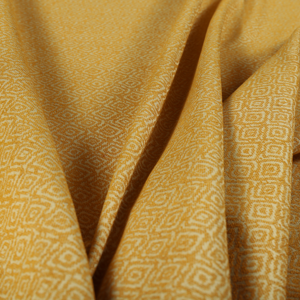 Sahara Geometric Pattern Chenille Material In Yellow Upholstery Fabric CTR-1218 - Made To Measure Curtains