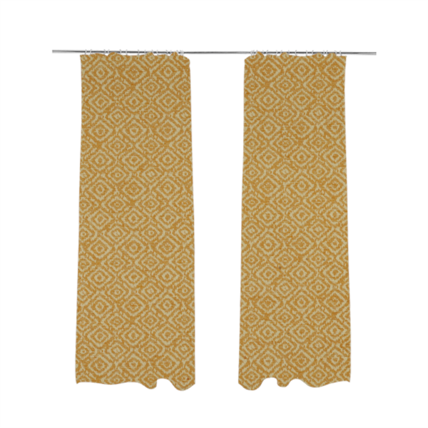 Sahara Geometric Pattern Chenille Material In Yellow Upholstery Fabric CTR-1218 - Made To Measure Curtains