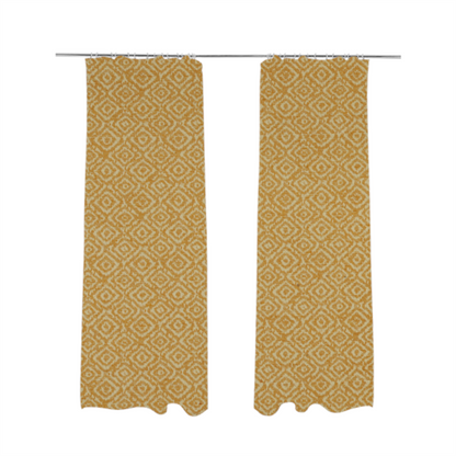 Sahara Geometric Pattern Chenille Material In Yellow Upholstery Fabric CTR-1218 - Made To Measure Curtains