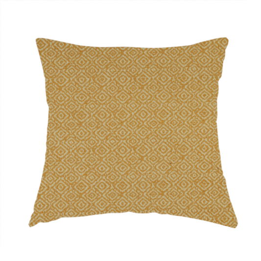 Sahara Geometric Pattern Chenille Material In Yellow Upholstery Fabric CTR-1218 - Handmade Cushions