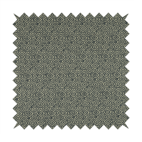 Sahara Geometric Pattern Chenille Material In Navy Blue Upholstery Fabric CTR-1219 - Roman Blinds