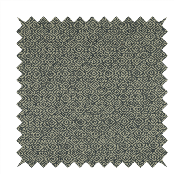 Sahara Geometric Pattern Chenille Material In Navy Blue Upholstery Fabric CTR-1219 - Handmade Cushions