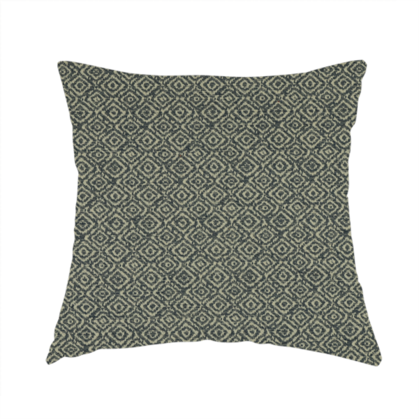 Sahara Geometric Pattern Chenille Material In Navy Blue Upholstery Fabric CTR-1219 - Handmade Cushions