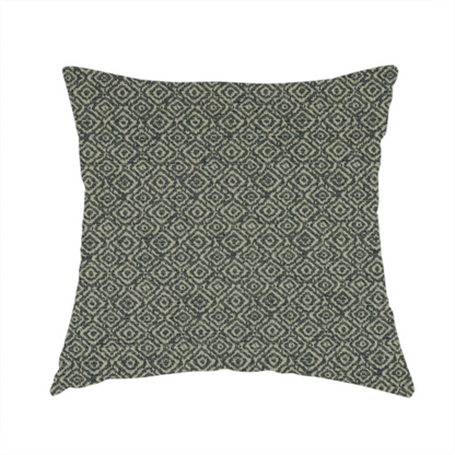 Sahara Geometric Pattern Chenille Material In Navy Blue Upholstery Fabric CTR-1219 - Handmade Cushions