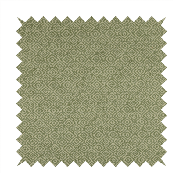 Sahara Geometric Pattern Chenille Material In Green Upholstery Fabric CTR-1220 - Made To Measure Curtains