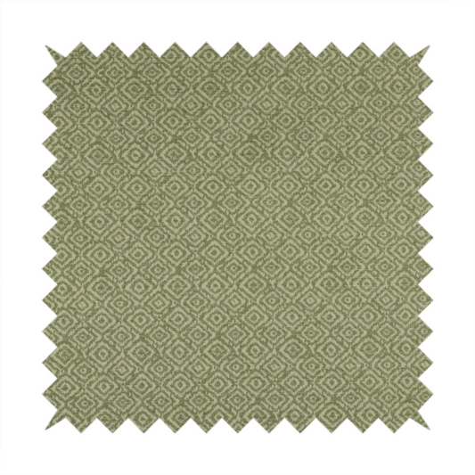 Sahara Geometric Pattern Chenille Material In Green Upholstery Fabric CTR-1220