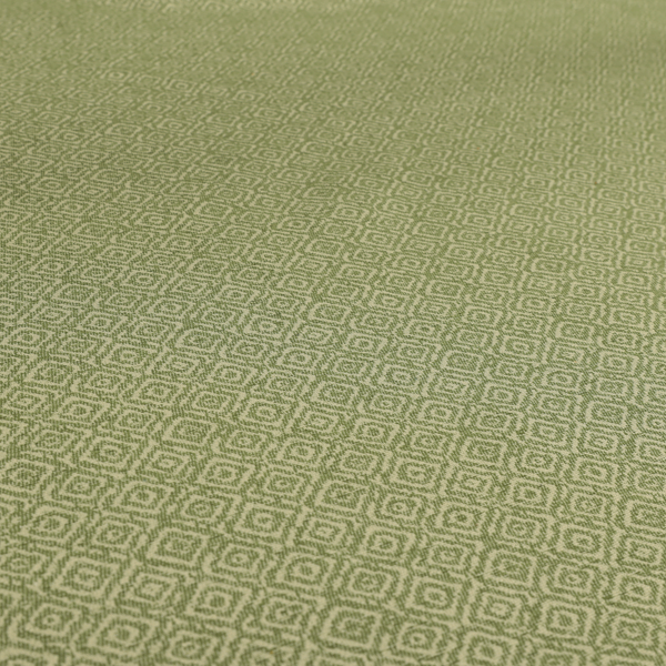 Sahara Geometric Pattern Chenille Material In Green Upholstery Fabric CTR-1220 - Made To Measure Curtains