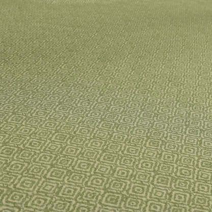 Sahara Geometric Pattern Chenille Material In Green Upholstery Fabric CTR-1220 - Made To Measure Curtains