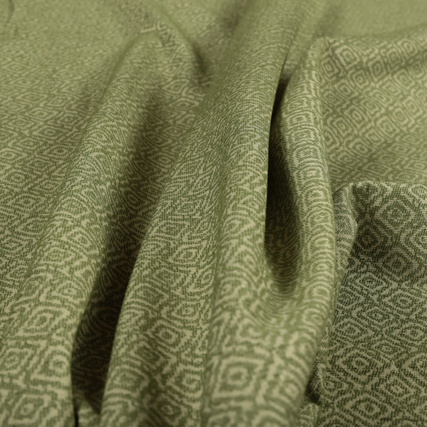 Sahara Geometric Pattern Chenille Material In Green Upholstery Fabric CTR-1220 - Roman Blinds
