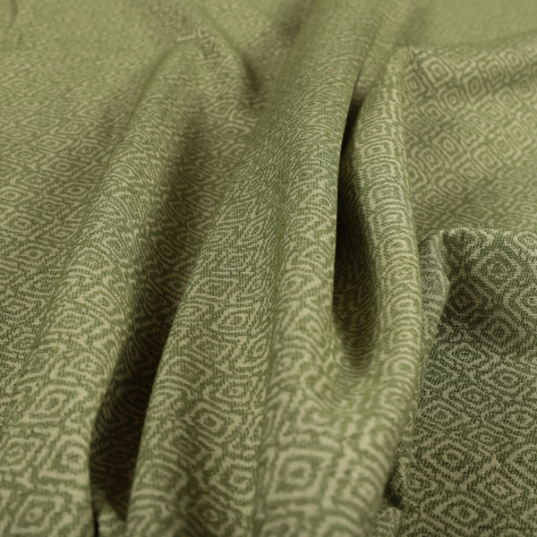 Sahara Geometric Pattern Chenille Material In Green Upholstery Fabric CTR-1220 - Made To Measure Curtains