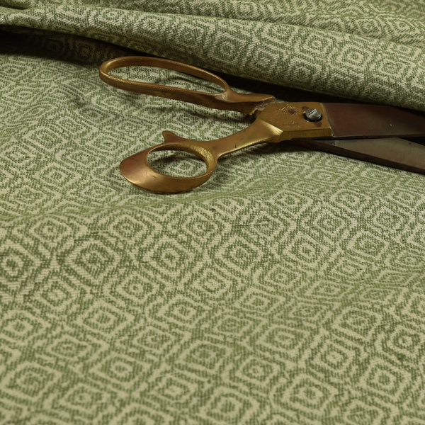 Sahara Geometric Pattern Chenille Material In Green Upholstery Fabric CTR-1220 - Roman Blinds