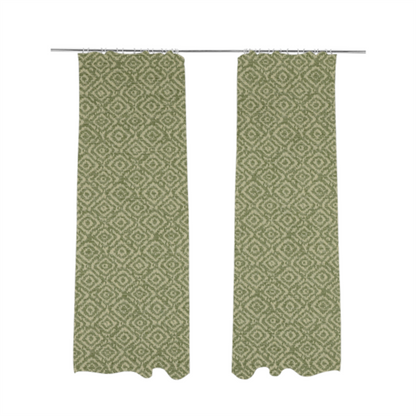 Sahara Geometric Pattern Chenille Material In Green Upholstery Fabric CTR-1220 - Made To Measure Curtains