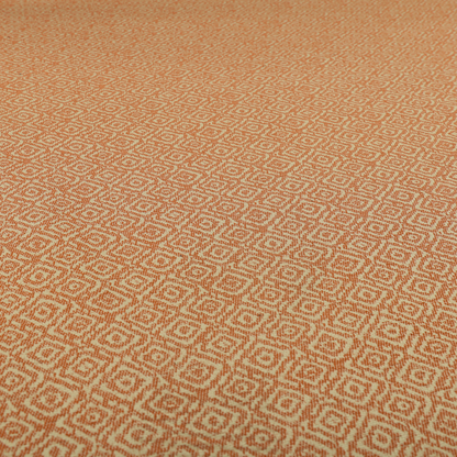 Sahara Geometric Pattern Chenille Material In Orange Upholstery Fabric CTR-1221 - Made To Measure Curtains