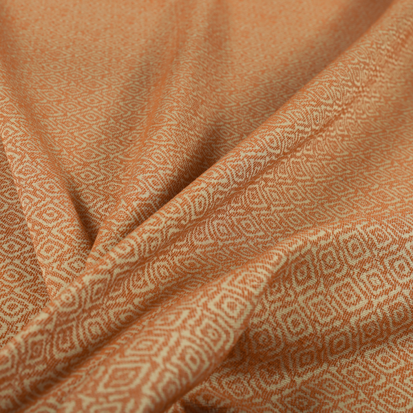 Sahara Geometric Pattern Chenille Material In Orange Upholstery Fabric CTR-1221 - Made To Measure Curtains