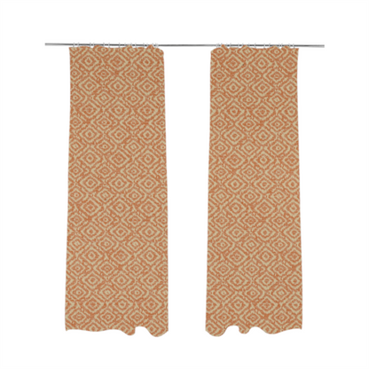 Sahara Geometric Pattern Chenille Material In Orange Upholstery Fabric CTR-1221 - Made To Measure Curtains