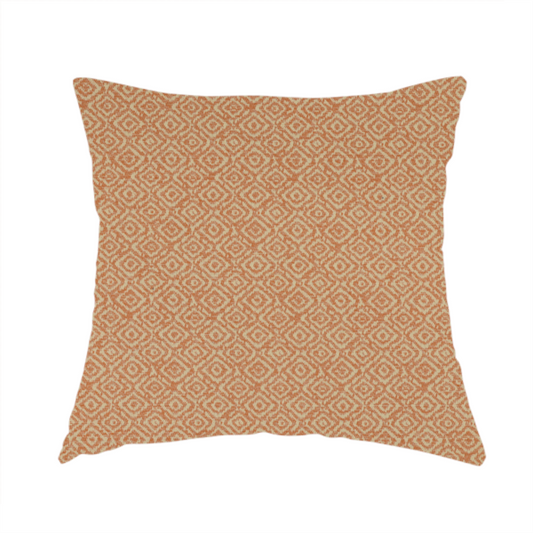 Sahara Geometric Pattern Chenille Material In Orange Upholstery Fabric CTR-1221 - Handmade Cushions