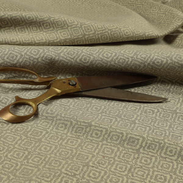 Sahara Geometric Pattern Chenille Material In Silver Upholstery Fabric CTR-1222 - Made To Measure Curtains