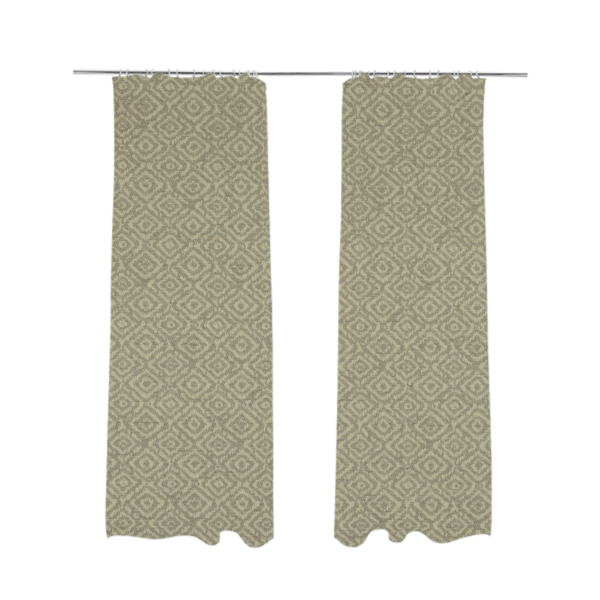 Sahara Geometric Pattern Chenille Material In Silver Upholstery Fabric CTR-1222 - Made To Measure Curtains