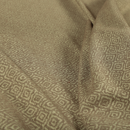 Sahara Geometric Pattern Chenille Material In Brown Upholstery Fabric CTR-1223 - Handmade Cushions