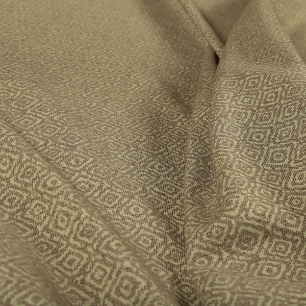 Sahara Geometric Pattern Chenille Material In Brown Upholstery Fabric CTR-1223 - Made To Measure Curtains