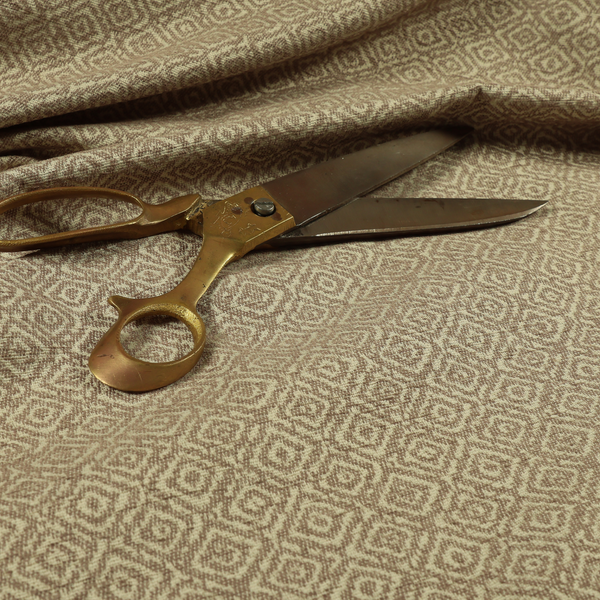 Sahara Geometric Pattern Chenille Material In Brown Upholstery Fabric CTR-1223 - Made To Measure Curtains