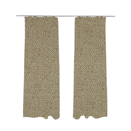 Sahara Geometric Pattern Chenille Material In Brown Upholstery Fabric CTR-1223 - Made To Measure Curtains