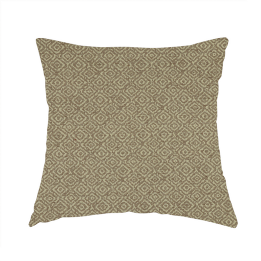 Sahara Geometric Pattern Chenille Material In Brown Upholstery Fabric CTR-1223 - Handmade Cushions