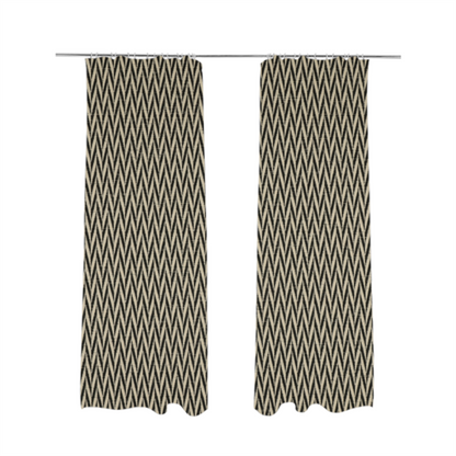 Otara Stripe Pattern Chenille Material In Black Upholstery Fabric CTR-1224 - Made To Measure Curtains