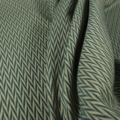 Otara Stripe Pattern Chenille Material In Teal Blue Upholstery Fabric CTR-1226 - Roman Blinds