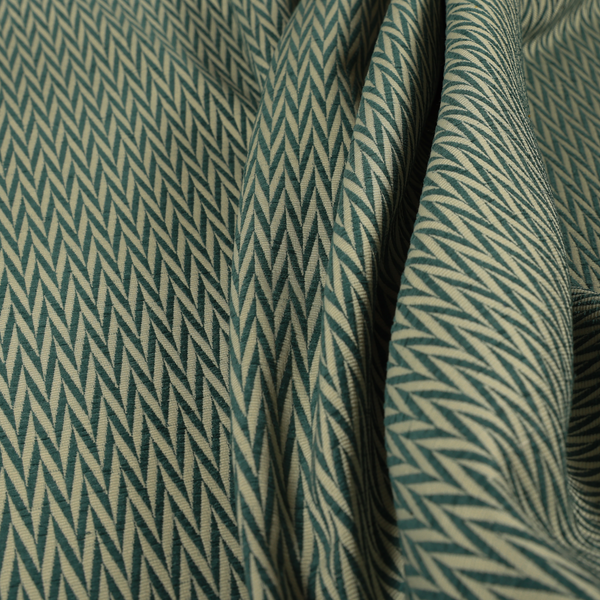 Otara Stripe Pattern Chenille Material In Teal Blue Upholstery Fabric CTR-1226 - Made To Measure Curtains