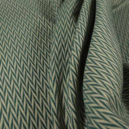 Otara Stripe Pattern Chenille Material In Teal Blue Upholstery Fabric CTR-1226 - Handmade Cushions