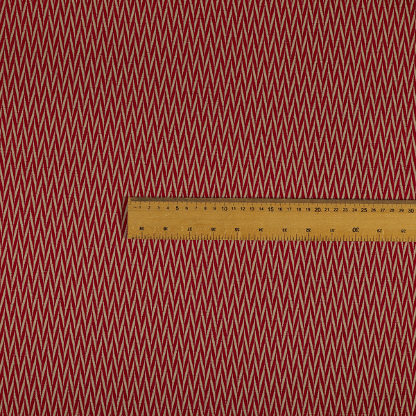 Otara Stripe Pattern Chenille Material In Red Upholstery Fabric CTR-1228 - Made To Measure Curtains