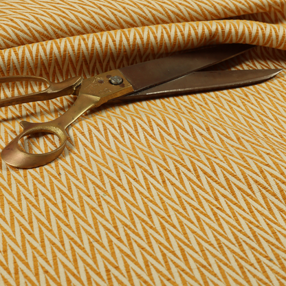 Otara Stripe Pattern Chenille Material In Yellow Upholstery Fabric CTR-1229